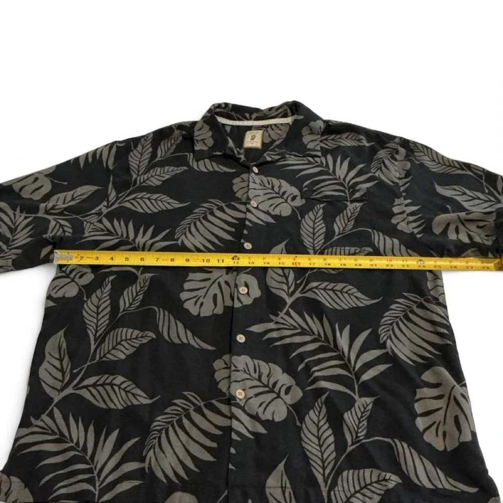 Jamaica Jaxx Button Front Mens XXL Black Tropical Silk Hawaiian Shirt Excellent